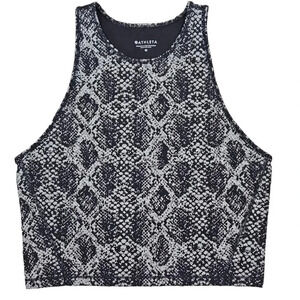 Athleta Viper Midi Tank Top Womens Medium Black Gray Reflective Stretch Active M